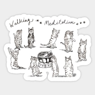 Mindful Walking Meditation Cats Sticker